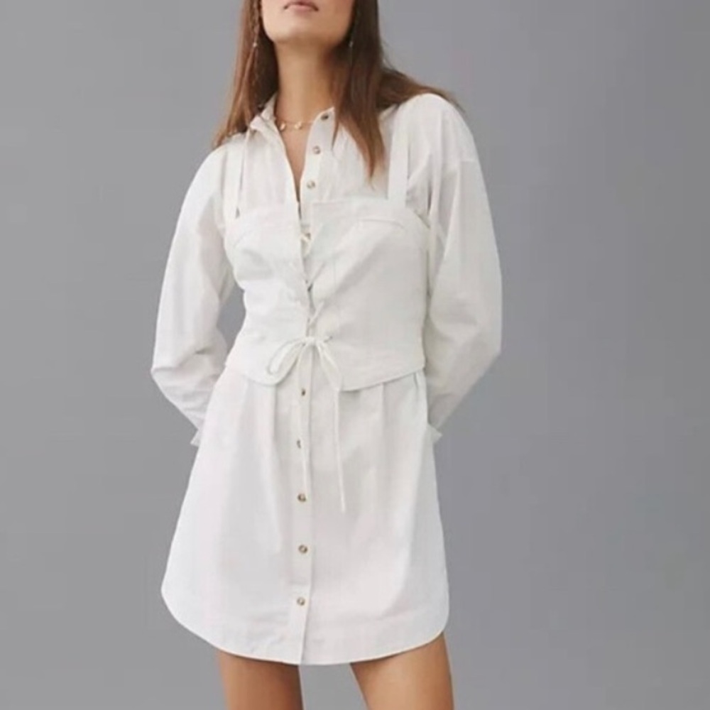 Anthropologie Pilcro Corset Buttondown Shirt/Dress